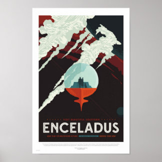 Encelade - Retro NASA Travel Poster