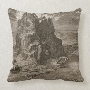 Enceladus Buried Underneath Mount Etna, 1731 (engr Throw Pillow