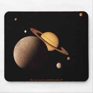 Enceladus, & other moons orbiting Saturn" Mouse Pad