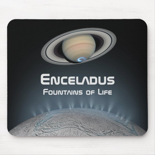 Enceladus Saturn Moon Fountains of Life Mouse Pad (Front)