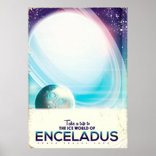 Enceladus Space travel vintage poster