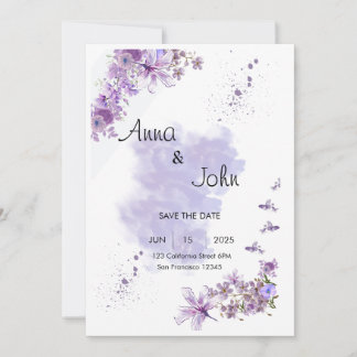 Enchantant dans le violet. Faire-part de mariage f
