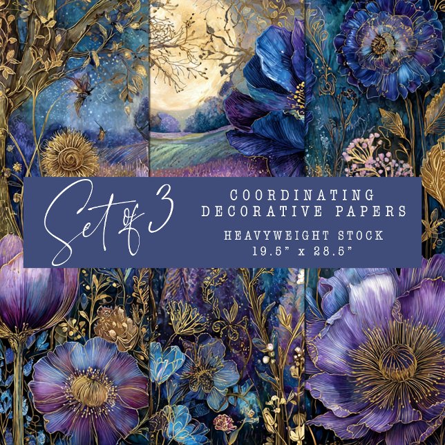 ENCHANTÉ MIDNIGHT GARDEN DÉCORATIVE PAPIER SET (ENCHANTED MIDNIGHT GARDEN DECORATIVE PAPER SET)