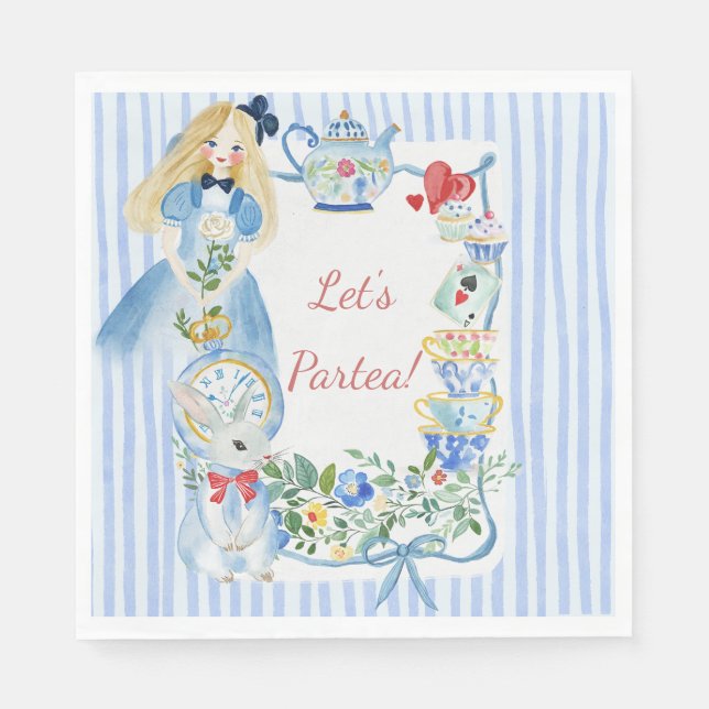 Enchanted Alice in Wonderland Garden Paper Napkin (Front)