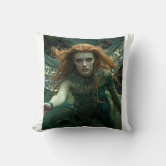 Enchanted Alien Nature Goddess – Crystal Wings Throw Pillow