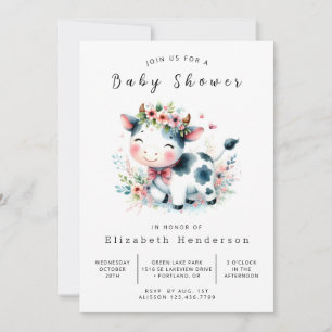Enchanted Animal Classic Cow Baby Shower Invitation