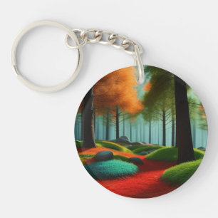 Enchanted Arboreal Palette: A Captivating Forest  Keychain