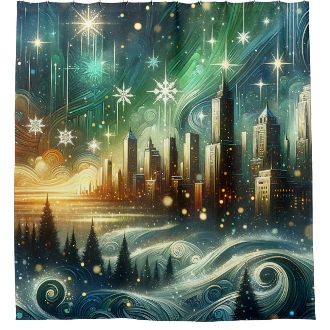 “Enchanted Aurora Winter Cityscape” (Front)