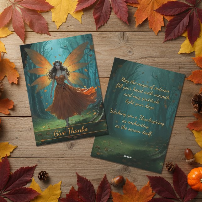 Enchanted Autumn Fairy Thanksgiving Greeting Holiday Card (Creator Uploaded)