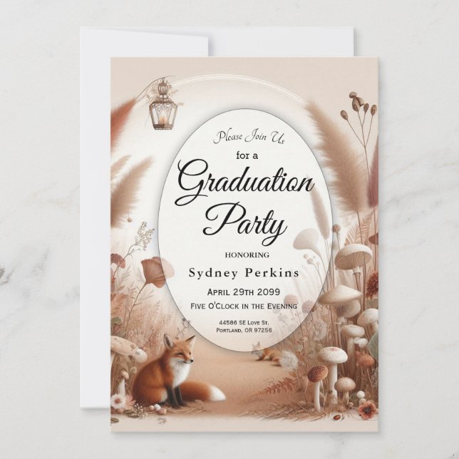 Enchanted Autumn Forest Foxes Invitation (Front)