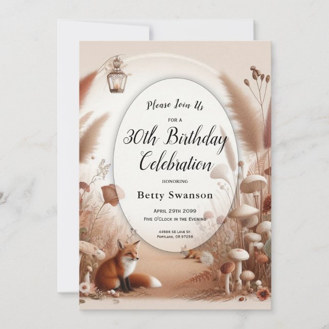 Enchanted Autumn Forest Foxes Invitation (Front)