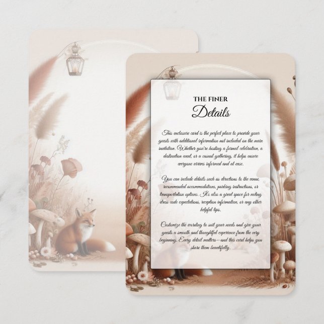 Enchanted Autumn Forest Foxes Wedding Enclosure Card (Front/Back)