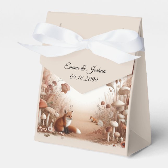 Enchanted Autumn Forest Foxes Wedding Favor Box (Front Side)
