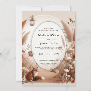 Enchanted Autumn Forest Foxes Wedding Invitation