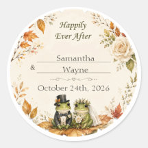 Enchanted Autumn Frog Couple Personalized Wedding