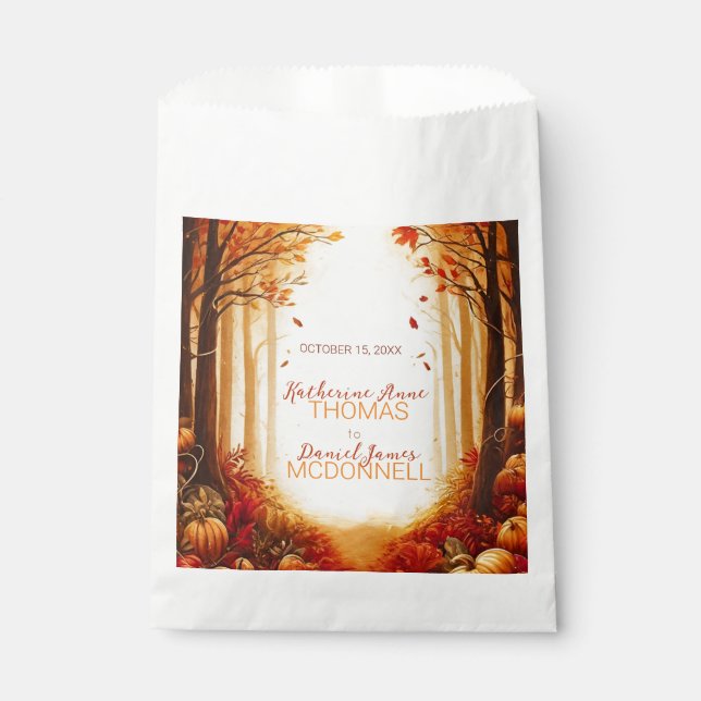 Enchanted Autumn Harvest Silhouette Wedding Favour Bag (Front)