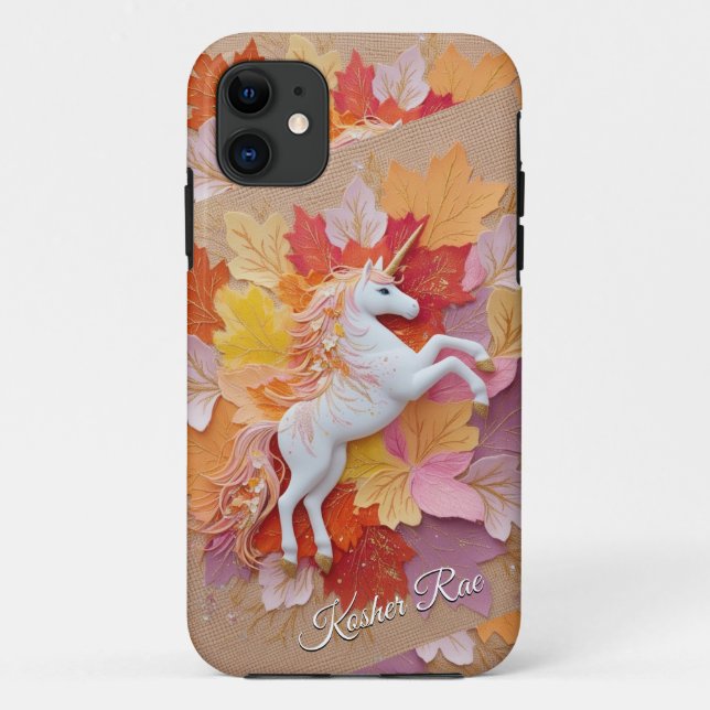 Enchanted Autumn Unicorn Pastel Hues Flowers Text Case-Mate iPhone Case (Back)