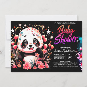 Enchanted Bamboo Panda Bliss Girl Baby Shower Invitation