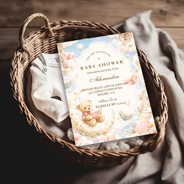Enchanted Bear Clouds Baby Shower Invitation (Creator Uploaded)