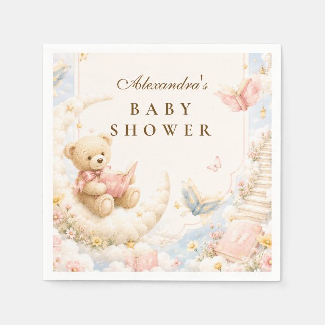 Enchanted Bear Clouds Baby Shower Napkin (Front)