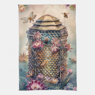 Enchanted Bee Garden Fantasy (1) Kitchen Towel