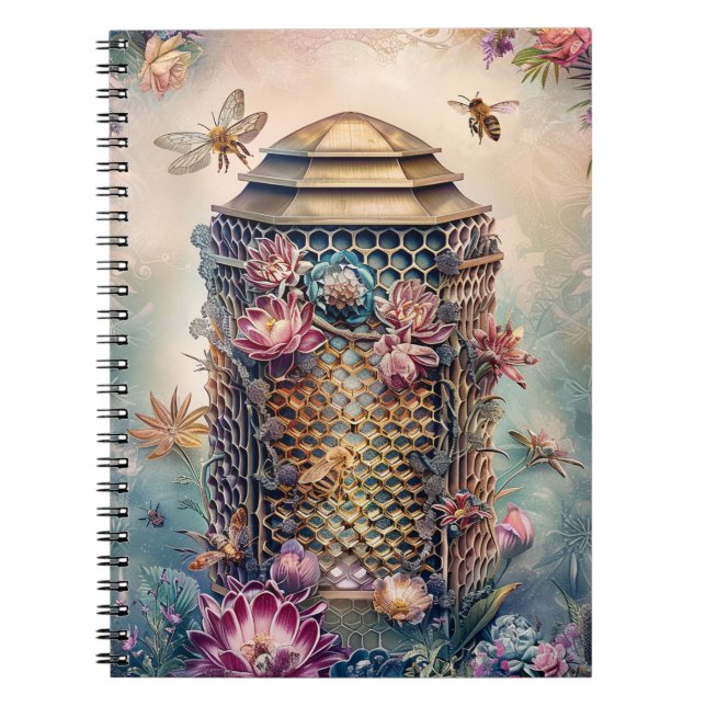 Enchanted Bee Garden Fantasy (1) Notebook (Front)