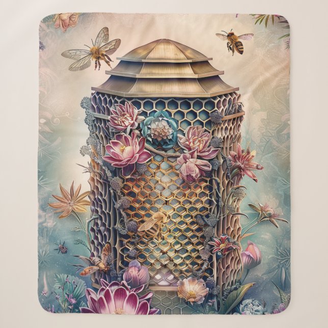 Enchanted Bee Garden Fantasy (1) Sherpa Blanket (Front)
