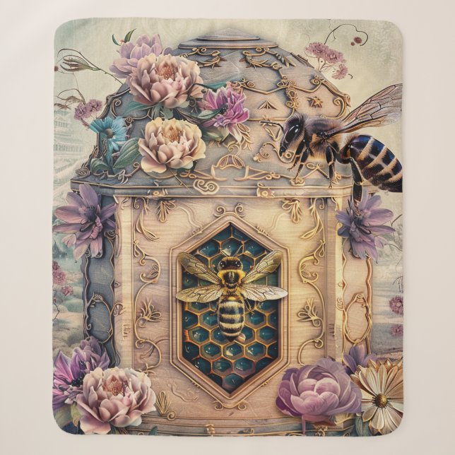 Enchanted Bee Garden Fantasy (5) Sherpa Blanket (Front)