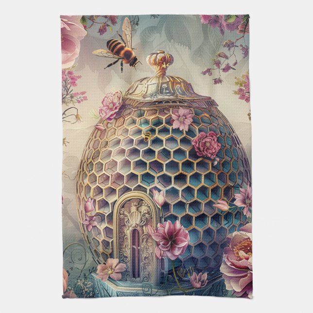 Enchanted Bee Garden Fantasy (7) Kitchen Towel (Vertical)