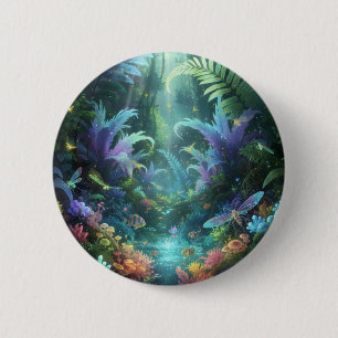 Enchanted Bioluminescent Forest Magical Jungle 2 Inch Round Button