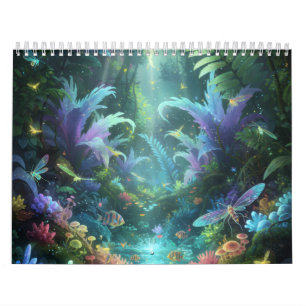 Enchanted Bioluminescent Forest Magical Jungle Calendar