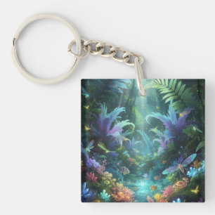 Enchanted Bioluminescent Forest Magical Jungle Keychain