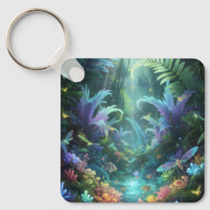 Enchanted Bioluminescent Forest Magical Jungle Keychain