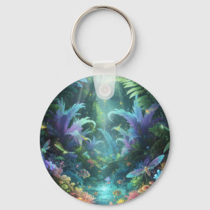 Enchanted Bioluminescent Forest Magical Jungle Keychain