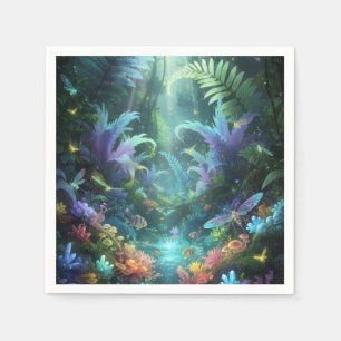 Enchanted Bioluminescent Forest Magical Jungle Napkin