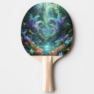 Enchanted Bioluminescent Forest Magical Jungle Ping Pong Paddle