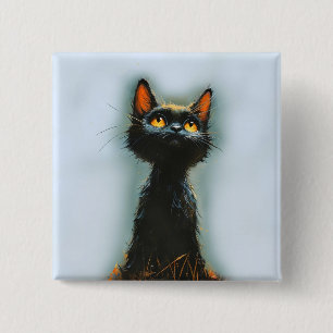 Enchanted Black Cat 2 Inch Square Button