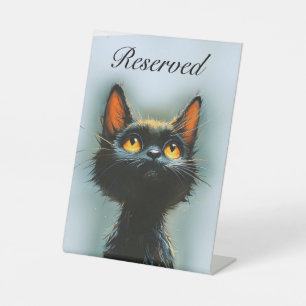Enchanted Black Cat Custom Text Pedestal Sign