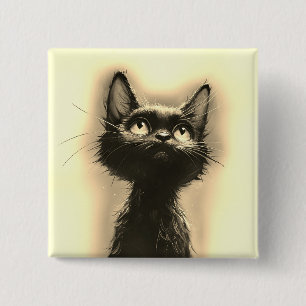 Enchanted Black Cat Golden 2 Inch Square Button