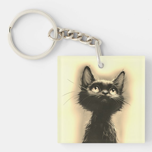 Enchanted Black Cat Golden Keychain (Front)