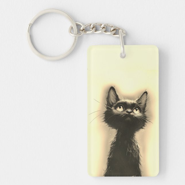 Enchanted Black Cat Golden Keychain (Front)