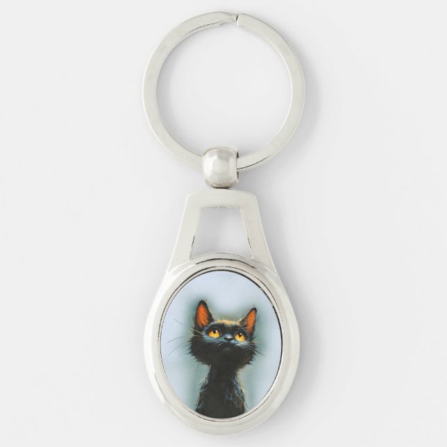 Enchanted Black Cat Keychain (Front)