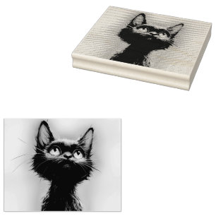 Enchanted Black Cat Rubber Stamp
