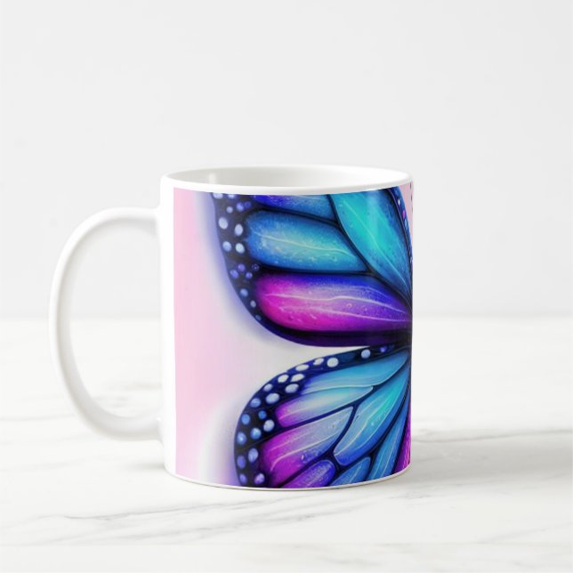 Enchanted Bloom: Where Butterflies Dance Among Flo Coffee Mug (Left)