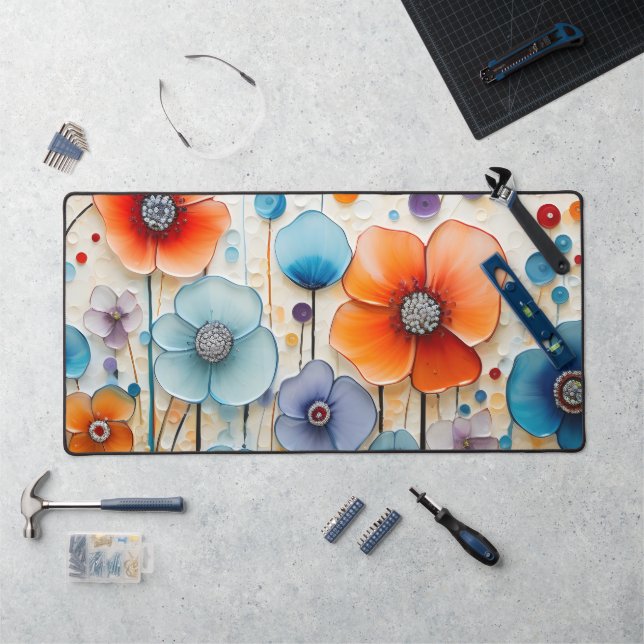 Enchanted Blossoming Meadow Wildflowers Desk Mat (Workstation)