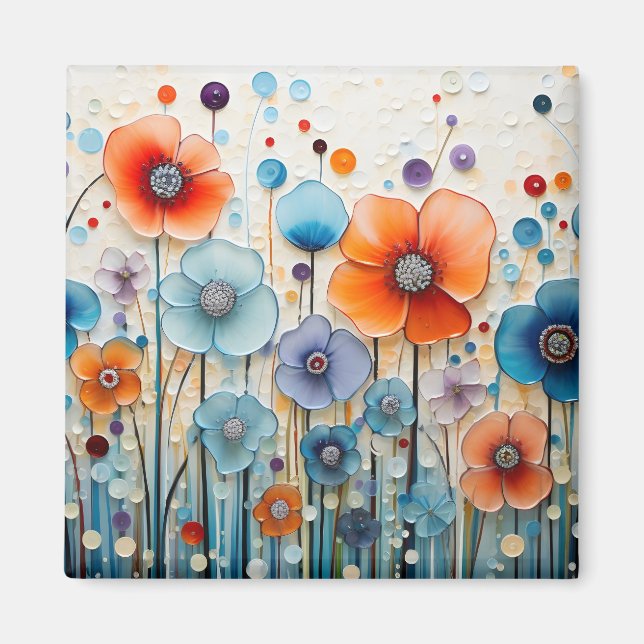 Enchanted Blossoming Meadow Wildflowers Magnet (Front)