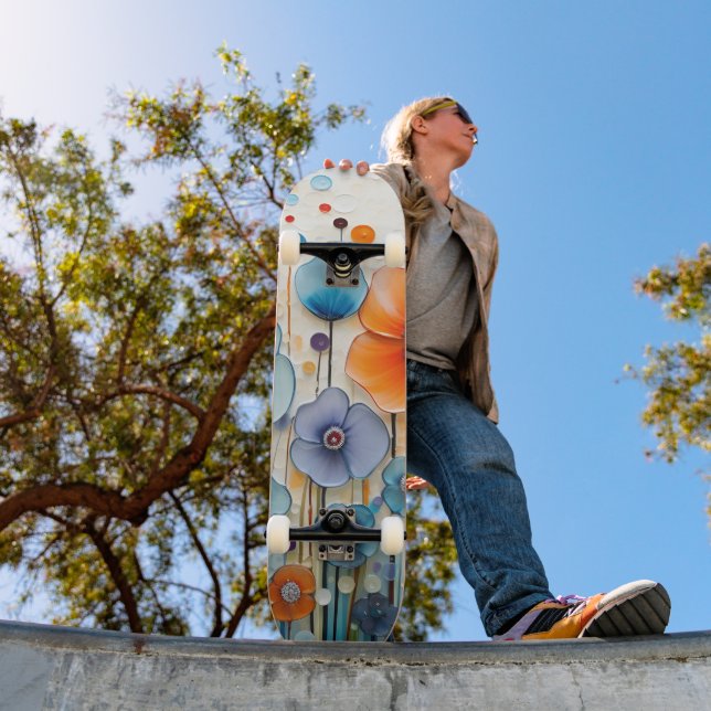 Enchanted Blossoming Meadow Wildflowers Skateboard (Outdoor 1)