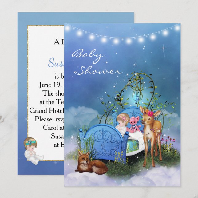 Enchanted Blue Baby Shower Invitation (Front/Back)
