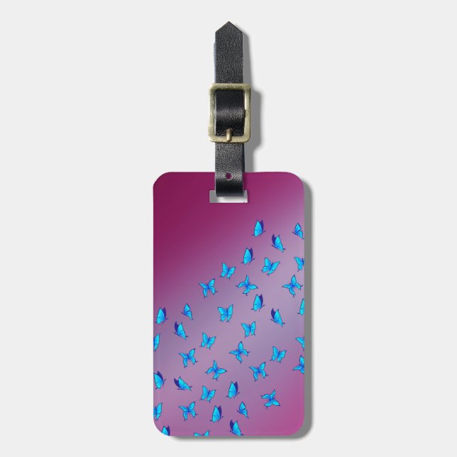 Enchanted Blue Butterflies  Luggage Tag (Front Vertical)