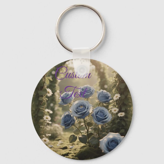 Enchanted Blue Rose – Romantic Floral Accent Keychain (Front)